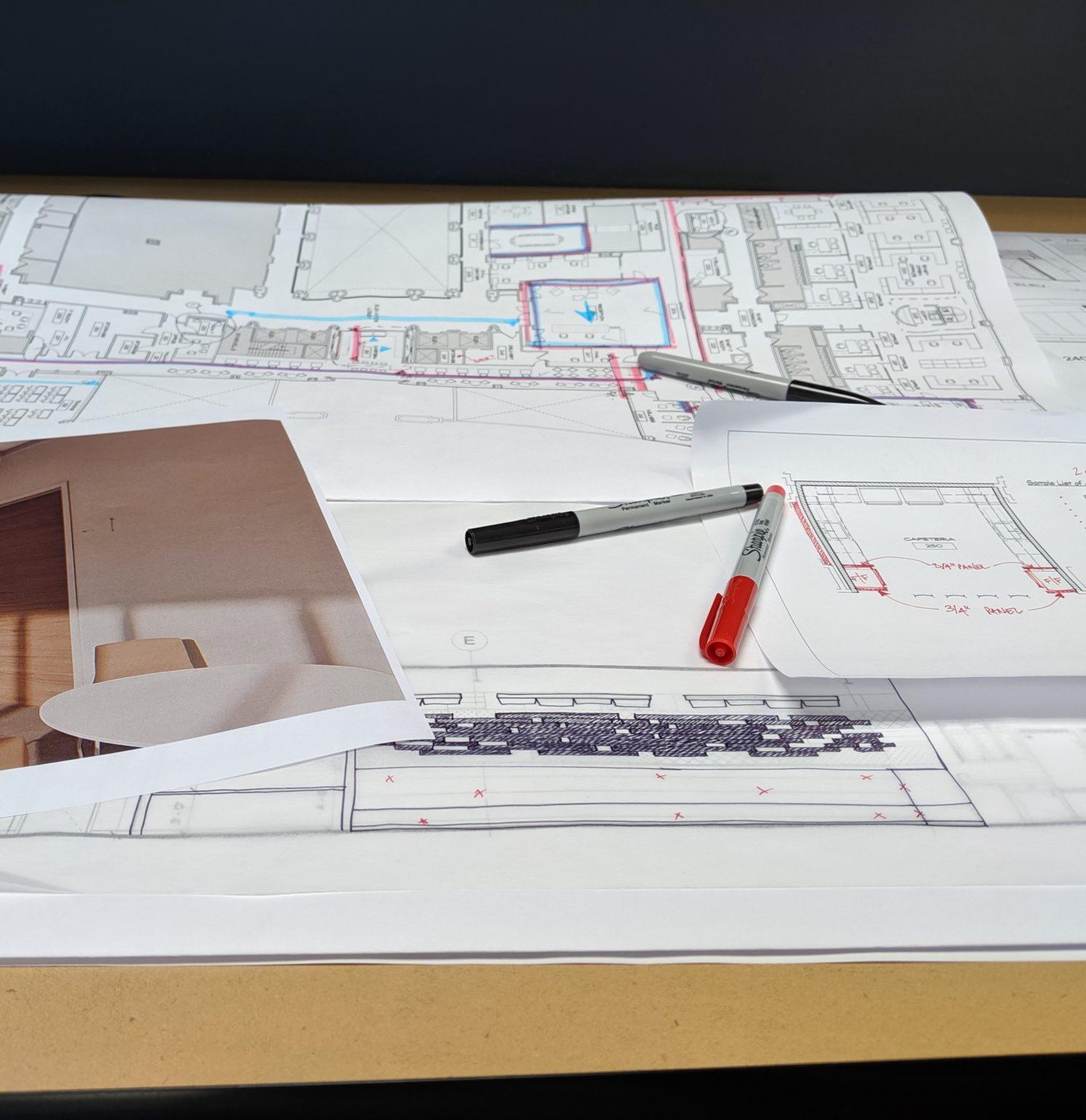 pens architect architectural plans sketches interior design